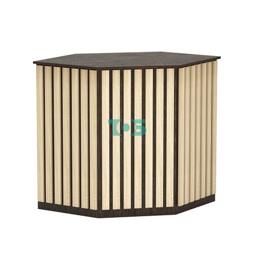 Торговый стол-прилавок шестигранный с планками серии ПРИЛИВ №22