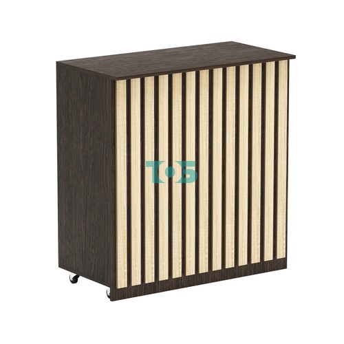 Торговый прилавок под кассу выкатной прямоугольный с планками серии ПРИЛИВ №1