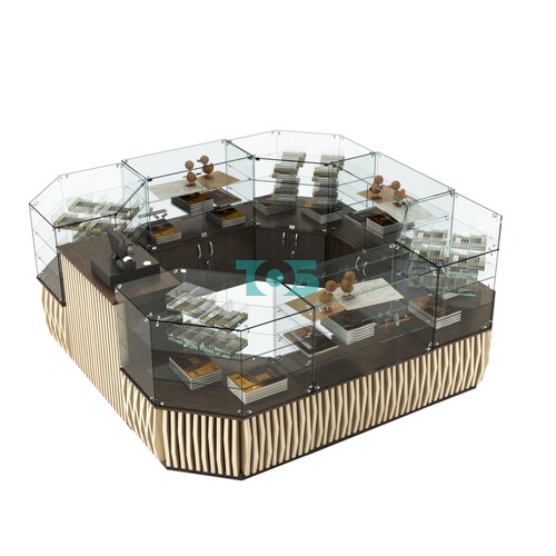 Торговый стеклянный островок с планками серии ОРНАМЕНТ №2 (7,88 кв.м)