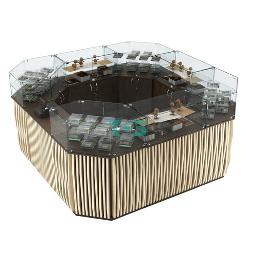 Торговый квадратный островок с планками серии ОРНАМЕНТ №5 (7,88 кв.м)