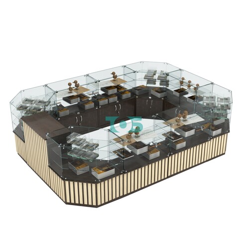 Торговый центральный островок с планками серии ПРИЛИВ №3 (10,69 кв.м)