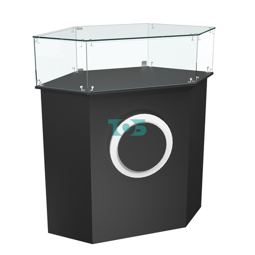 Торговый прилавок шестигранный с декоративной накладкой и стеклянным колпаком КРУГ №6