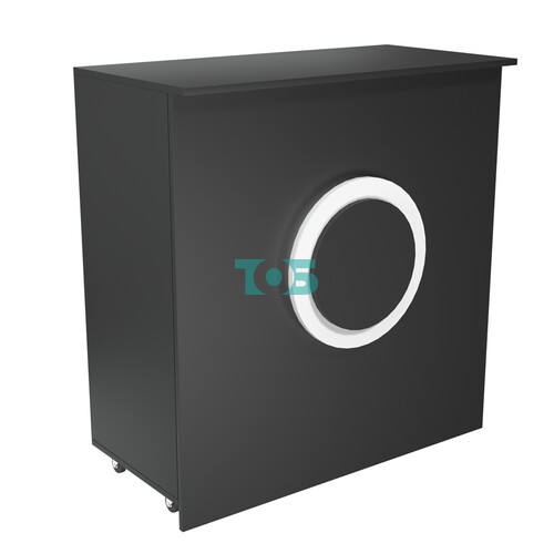 Торговый прилавок под кассу выкатной прямоугольный с декоративной накладкой серии КРУГ №1