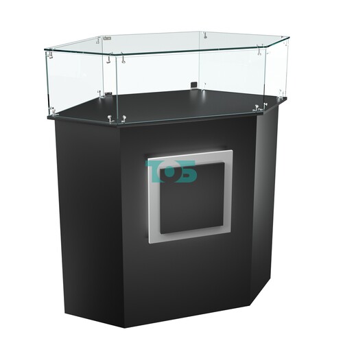 Торговый прилавок шестигранный с декоративной накладкой и стеклянным колпаком КВАДРАТ №6