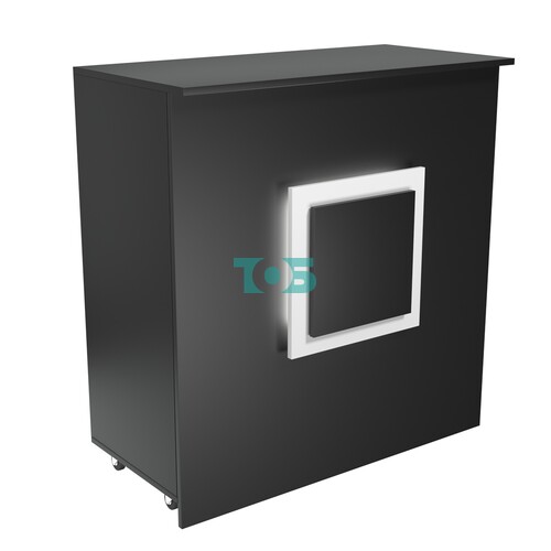 Торговый прилавок под кассу выкатной прямоугольный с декоративной накладкой серии КВАДРАТ №1