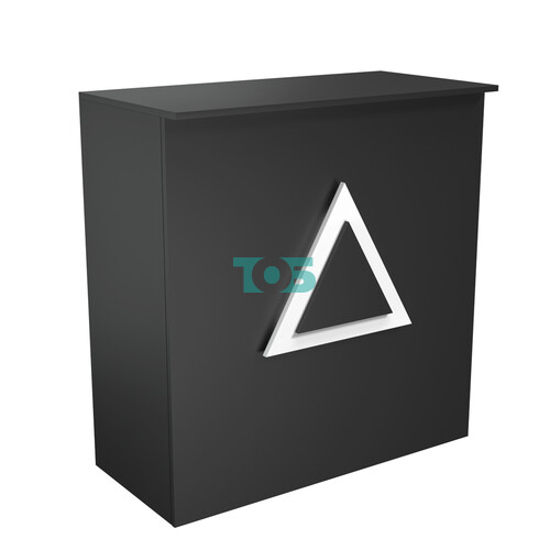 Торговый стол-прилавок широкий с декоративной накладкой серии ТРЕУГОЛЬНИК №20