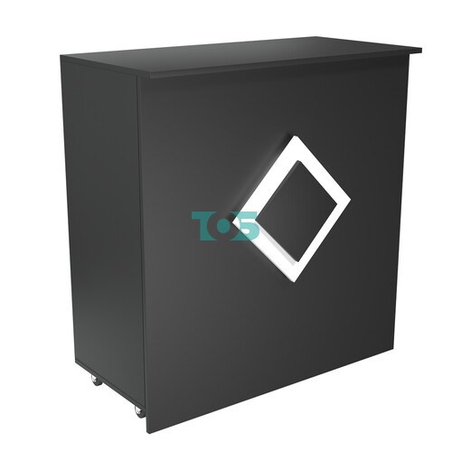 Торговый прилавок под кассу выкатной прямоугольный с декоративной накладкой серии РОМБ №1