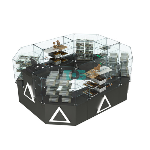 Торговый прямоугольный островок с низким накопителем и накладками серии ТРЕУГОЛЬНИК №1 (6,24 кв.м)