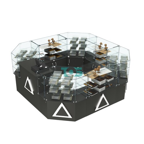 Торговый стеклянный островок с накладками серии ТРЕУГОЛЬНИК №2 (7,62 кв.м)