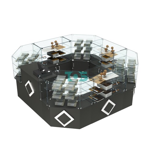 Торговый стеклянный островок с накладками серии РОМБ №2 (7,62 кв.м)