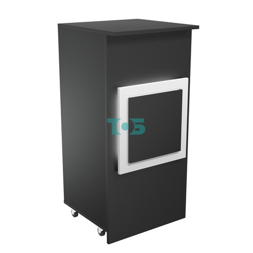 Торговый прилавок под кассу выкатной квадратный с накладкой серии КВАДРАТ №2