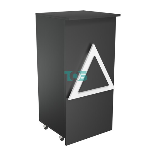 Торговый прилавок под кассу выкатной квадратный с накладкой серии ТРЕУГОЛЬНИК №2