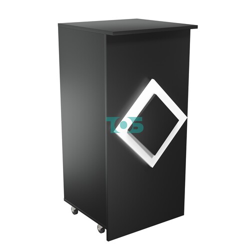 Торговый прилавок под кассу выкатной квадратный с накладкой серии РОМБ №2