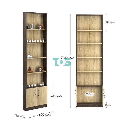 Стеллаж из ДСП с 4-мя полками 100x600 мм серии LEVEL-4 №1 (З/C - ДВП)