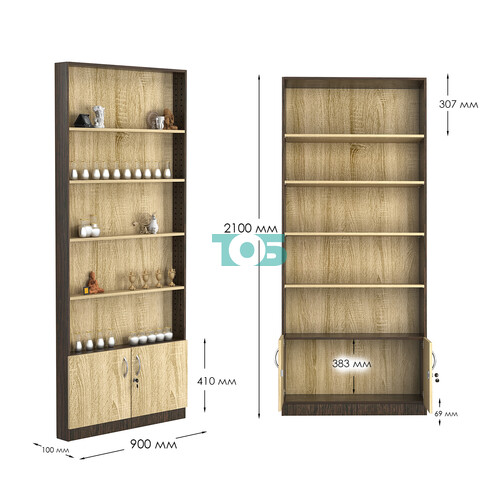 Стеллаж из ДСП с 4-мя полками 100x900 мм серии LEVEL-4 №8 (З/C - ДВП)