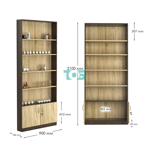 Стеллаж из ДСП с 4-мя полками 200x900 мм серии LEVEL-4 №10 (З/C - ДВП)