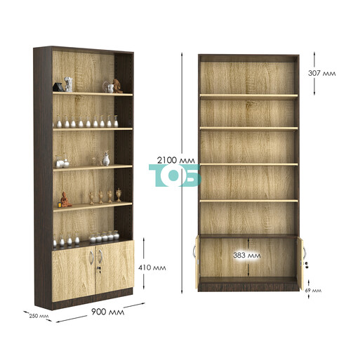 Стеллаж из ДСП с 4-мя полками 250x900 мм серии LEVEL-4 №11 (З/C - ДВП)