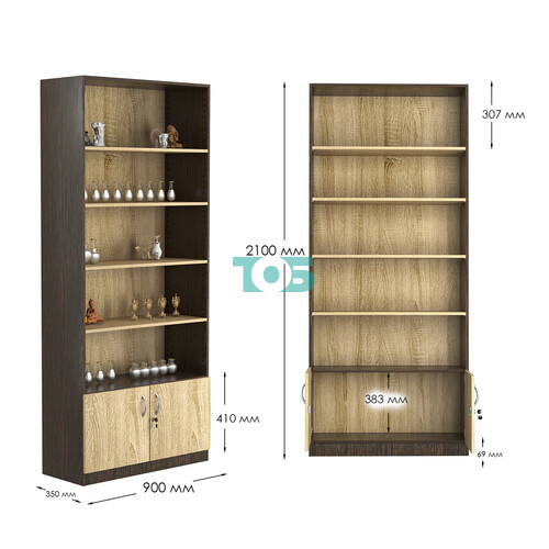 Стеллаж из ДСП с 4-мя полками 350x900 мм серии LEVEL-4 №13 (З/C - ДВП)