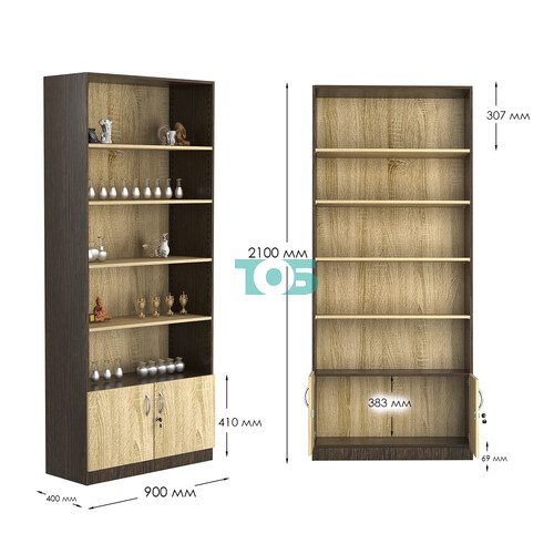 Стеллаж из ДСП с 4-мя полками 400x900 мм серии LEVEL-4 №14 (З/C - ДВП)