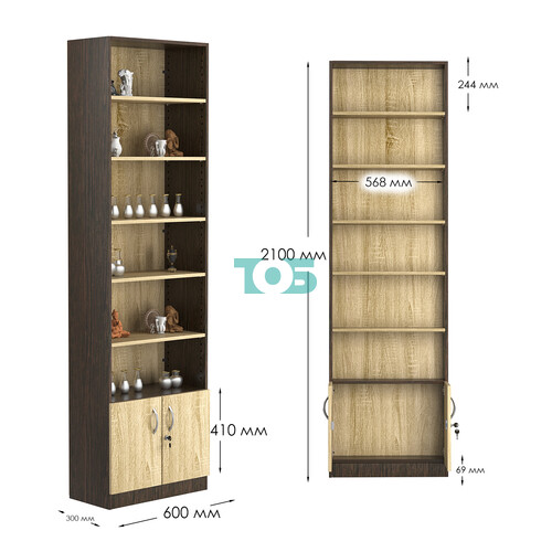 Стеллаж из ДСП с 5-ю полками 300x600 мм серии LEVEL-5 №5 (З/C - ДВП)