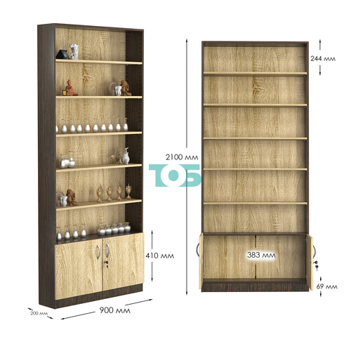 Стеллаж из ДСП с 5-ю полками 200x900 мм серии LEVEL-5 №10 (З/C - ДВП)