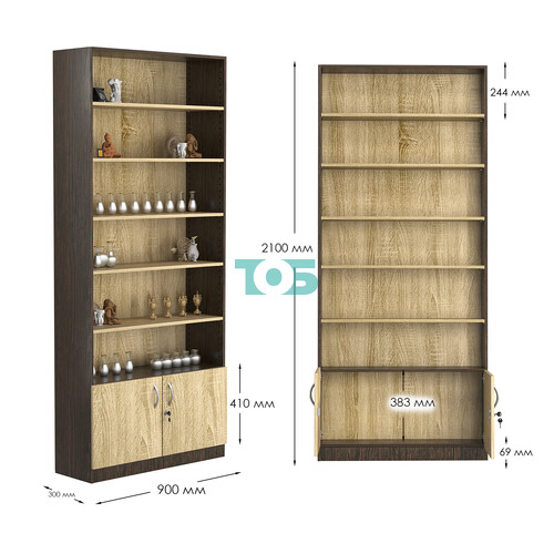 Стеллаж из ДСП с 5-ю полками 300x900 мм серии LEVEL-5 №12 (З/C - ДВП)