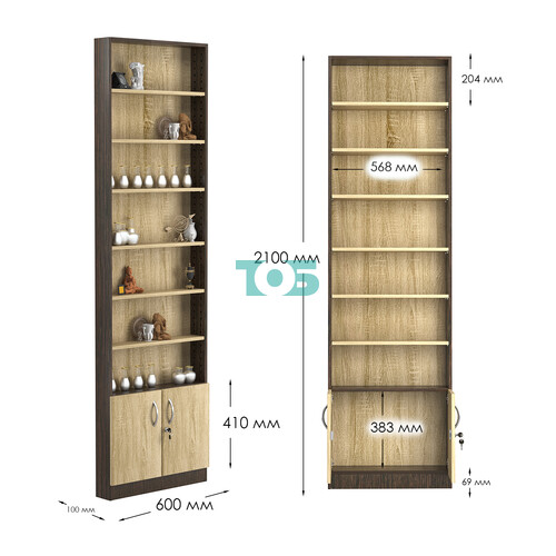 Стеллаж из ДСП с 6-ю полками 100x600 мм серии LEVEL-6 №1 (З/C - ДВП)