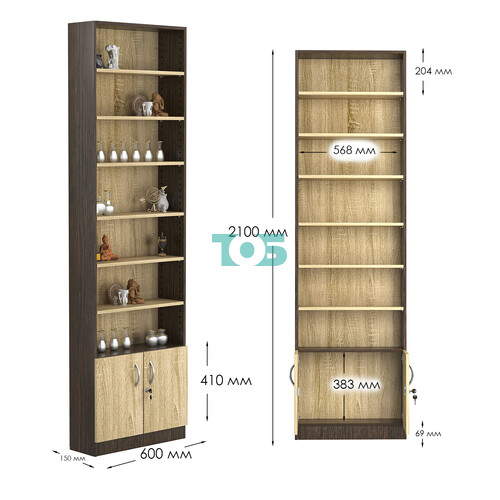 Стеллаж из ДСП с 6-ю полками 150x600 мм серии LEVEL-6 №2 (З/C - ДВП)