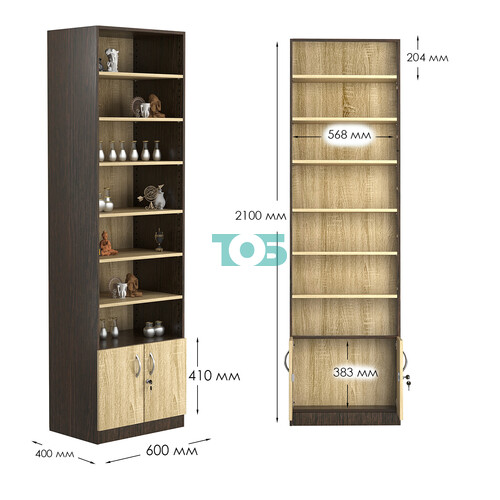 Стеллаж из ДСП с 6-ю полками 400x600 мм серии LEVEL-6 №7 (З/C - ДВП)