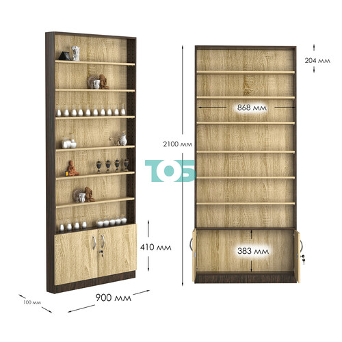 Стеллаж из ДСП с 6-ю полками 100x900 мм серии LEVEL-6 №8 (З/C - ДВП)