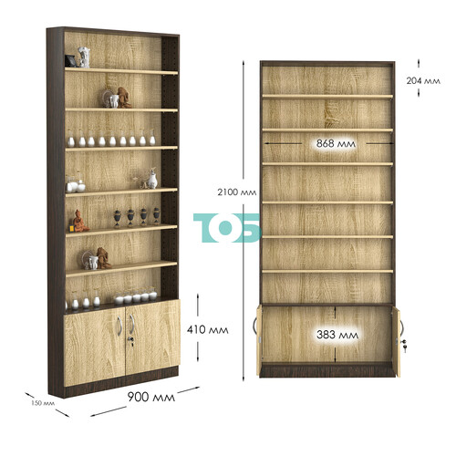 Стеллаж из ДСП с 6-ю полками 150x900 мм серии LEVEL-6 №9 (З/C - ДВП)