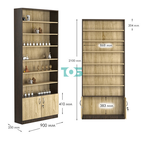 Стеллаж из ДСП с 6-ю полками 250x900 мм серии LEVEL-6 №11 (З/C - ДВП)
