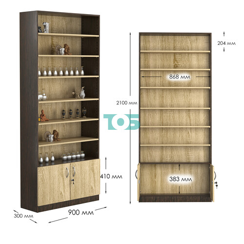 Стеллаж из ДСП с 6-ю полками 300x900 мм серии LEVEL-6 №12 (З/C - ДВП)