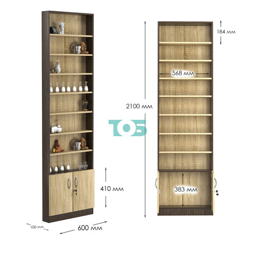Стеллаж из ДСП с 7-ю полками 100x600 мм серии LEVEL-7 №1 (З/C - ДВП)