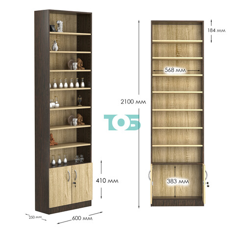 Стеллаж из ДСП с 7-ю полками 250x600 мм серии LEVEL-7 №4 (З/C - ДВП)