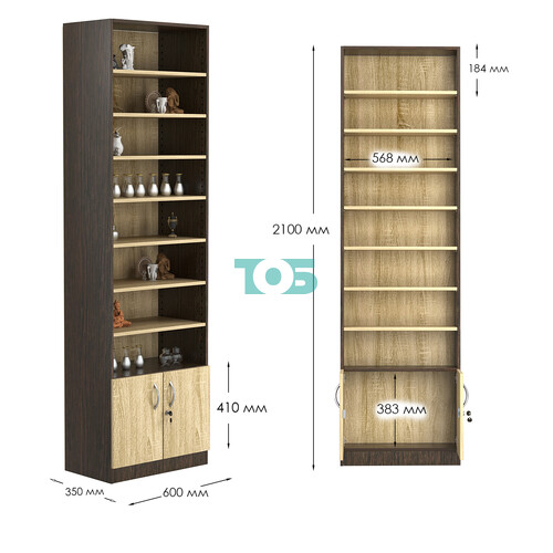 Стеллаж из ДСП с 7-ю полками 350x600 мм серии LEVEL-7 №6 (З/C - ДВП)