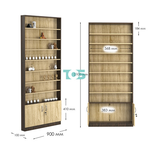 Стеллаж из ДСП с 7-ю полками 100x900 мм серии LEVEL-7 №8 (З/C - ДВП)