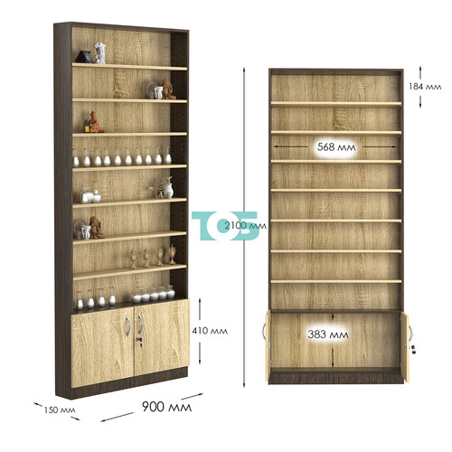 Стеллаж из ДСП с 7-ю полками 150x900 мм серии LEVEL-7 №9 (З/C - ДВП)