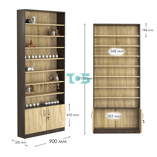 Стеллаж из ДСП с 7-ю полками 200x900 мм серии LEVEL-7 №10 (З/C - ДВП)