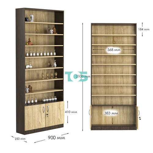 Стеллаж из ДСП с 7-ю полками 250x900 мм серии LEVEL-7 №11 (З/C - ДВП)