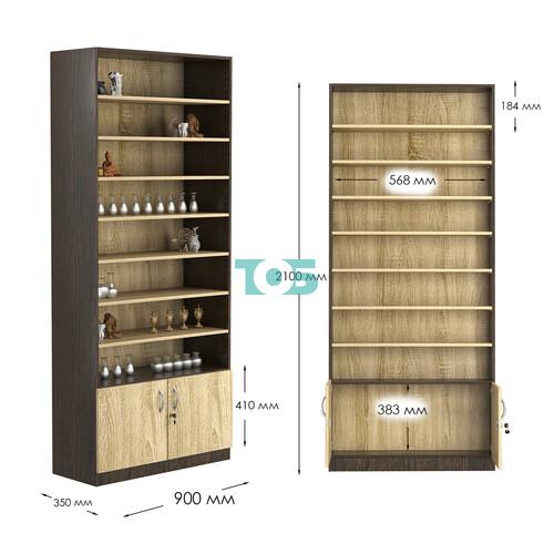 Стеллаж из ДСП с 7-ю полками 350x900 мм серии LEVEL-7 №13 (З/C - ДВП)