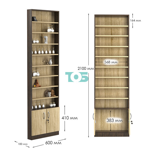 Стеллаж из ДСП с 8-ю полками 100x600 мм серии LEVEL-8 №1 (З/C - ДВП)