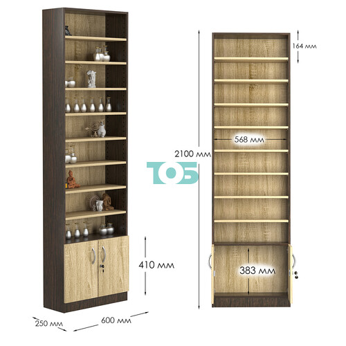 Стеллаж из ДСП с 8-ю полками 250x600 мм серии LEVEL-8 №4 (З/C - ДВП)
