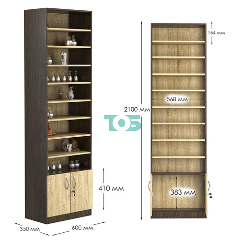 Стеллаж из ДСП с 8-ю полками 350x600 мм серии LEVEL-8 №6 (З/C - ДВП)