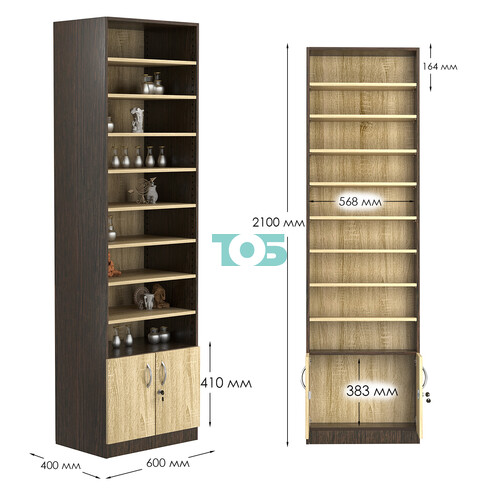 Стеллаж из ДСП с 8-ю полками 400x600 мм серии LEVEL-8 №7 (З/C - ДВП)