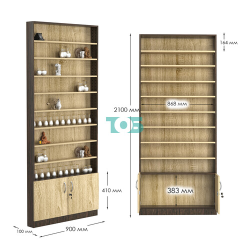 Стеллаж из ДСП с 8-ю полками 100x900 мм серии LEVEL-8 №8 (З/C - ДВП)