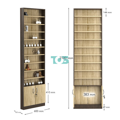 Стеллаж из ДСП с 9-ю полками 100x600 мм серии LEVEL-9 №1 (З/C - ДВП)