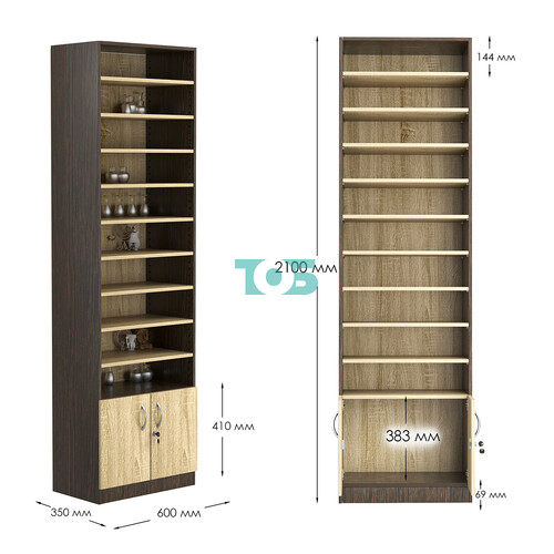 Стеллаж из ДСП с 9-ю полками 350x600 мм серии LEVEL-9 №6 (З/C - ДВП)