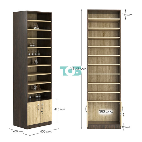 Стеллаж из ДСП с 9-ю полками 400x600 мм серии LEVEL-9 №7 (З/C - ДВП)