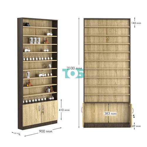 Стеллаж из ДСП с 9-ю полками 150x900 мм серии LEVEL-9 №9 (З/C - ДВП)